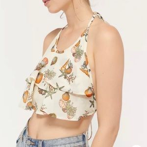 Urban Outfitters | Shell Print Halter Top Cream Size XS NWOT